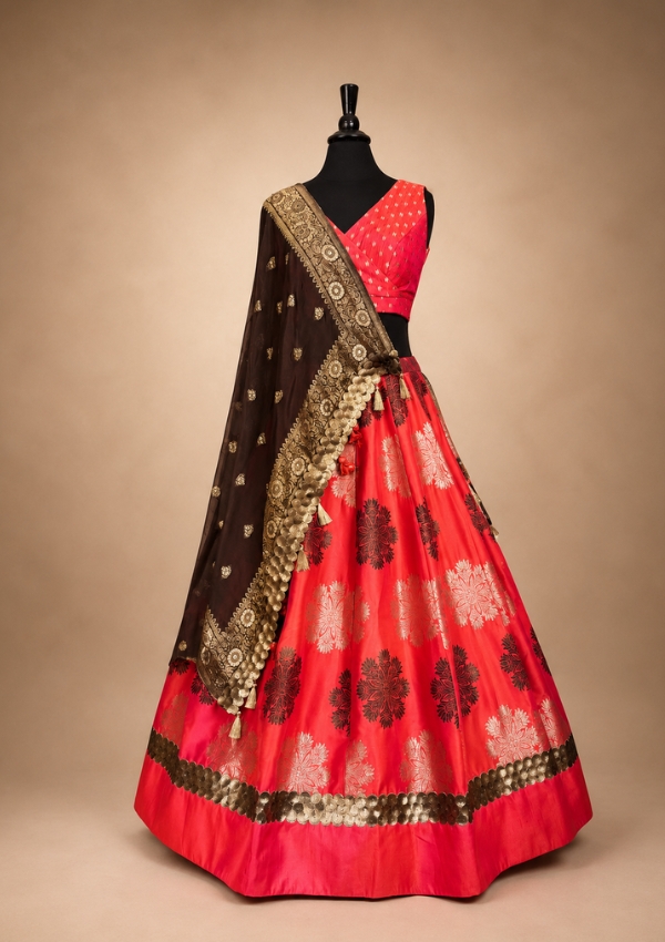 Pink Banarasi Lehenga Set